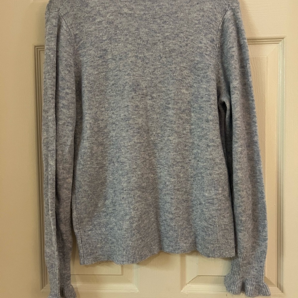 Sundance Catalog Giselle V/ruffle neck sweater. Light blue. VERY GUC. Size Large - Picture 8 of 8
